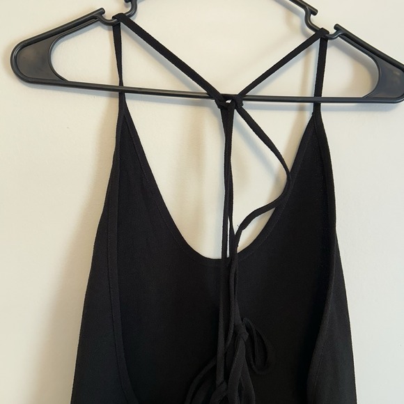 Free People Black Jumpsuit Wide Leg Sz Small Tie Back Spaghetti Strap Babydoll - Picture 5 of 10